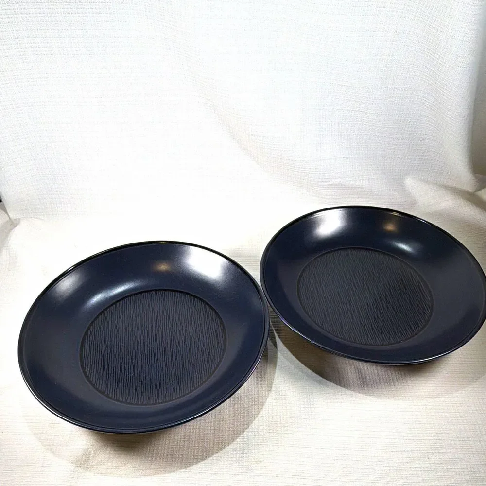 Set of 2 Noritake BoB Wave Black Fine Porcelain 9.5
